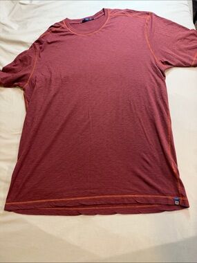 Men's Short Sleeve Crew Tee in Brick Red Contrast Stitching 100% Supima Cotton